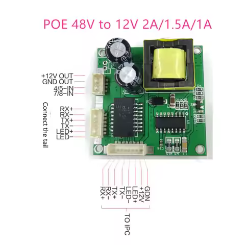 48V POE PD module 12V 1A/1.5A/2A 5V2.4A/4A 15W/18W/25W 100M POE Splitter POE Injector Power adapter 