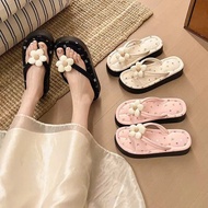 3cm High Heel Flip-flops with Floral Pattern in 3 Easy-to-Coordinate Colors