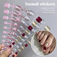 Press-on Toe Nails 12 Sizes Reusable Jelly Glue Adhesive Sticker Pink French Pedicure Q8j2