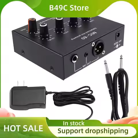 B49C Microphone Preamp 3-Band Equalizer Balanced XLR Interface 60Db Gain Mic Pre Amp For Dynamic And