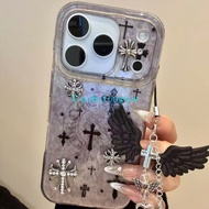 Beautiful ins Silver Three-Dimensional Full Screen Cross Suitable for ihone17promax iphone16proma Ph