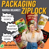 PROMO ZIPLOCK CUSTOM DESIGN DIRECT PRINT 13x21cm, Cookies Packaging, Sambal Pouch, Kambing Perap Aluminium Ziplock