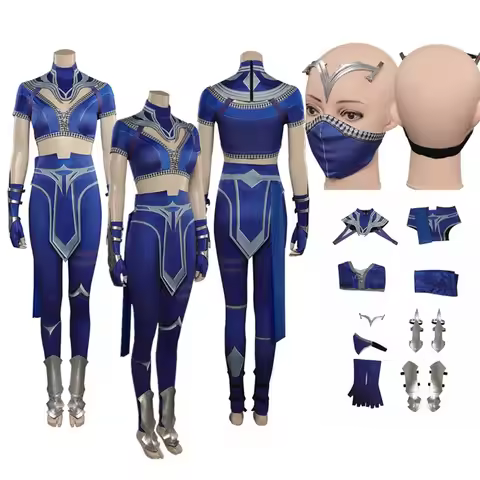 Mortal Game Kombat Kitana Cosplay Costume Women Fantasy Bodysuit Jumpsuut Mask Disguise Outfits Hall