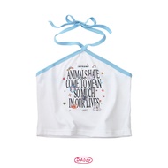 DADDY | I need you so much halter crop top เสื้อคล้องคอครอปท็อป สกรีนแสนน่ารัก สีขาว