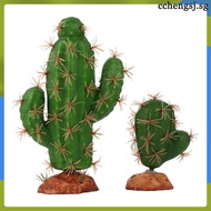 2 Pcs Decorations Landscape Adornment Pet Tank Fake Reptile Plant Cactus cchengsj