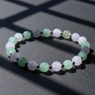 冰種紫加綠福祿雙彩翡翠手珠 | 天然緬甸玉A貨翡翠 | 送禮