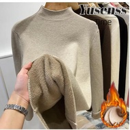YUSEN Turtleneck Sweater, Autumn Winter Elegant Knitted Pullover, Slim Tops Warm Sueter Velvet Lined