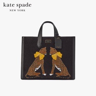 KATE SPADE NEW YORK MANHATTAN LADY LEOPARD EMBROIDERED LARGE TOTE KE416 กระเป๋าถือ