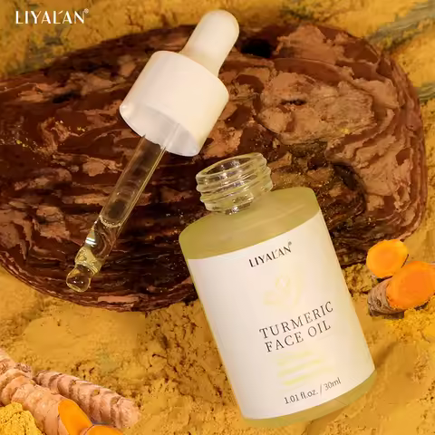 LIYALAN Turmeric Face Oil with Jojoba Oil Vitamin E Lightening Smooth Soothing Nourish Ginger Moistu