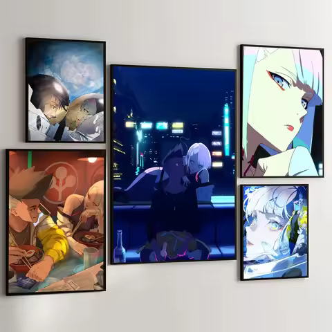 Cyberpunk Edgerunners Anime Poster Self-adhesive Art Waterproof Paper Sticker Coffee House Bar Room 