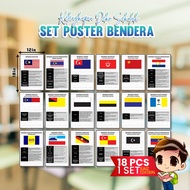 SET INFO BENDERA NEGERI NEGERI DI MALAYSIA 18in1 / PATRIOTIK / MERDEKA / KEMERDEKAAN / KELAS HIASAN 