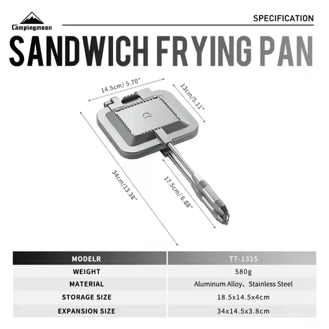 CAMPINGMOON TT-1315 Toasted Sandwich Maker Baking Pan Grilled Cheese Maker Nonstick Sandwich Maker F