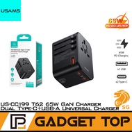 USAMS T62 65W Dual Type C USB Universal Travel Charger Power Adapter Socket Converter Wall Charger F