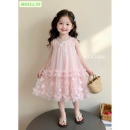 Designer baby girl dress 10-35kg embossed butterfly dress Cici flared shape