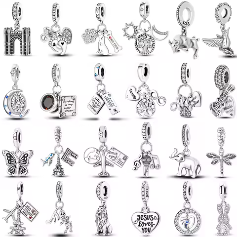 925 Sterling Silver Hot Sale 2026 Triumphal Arch Travel Round The World Animal Elephant Fit Original