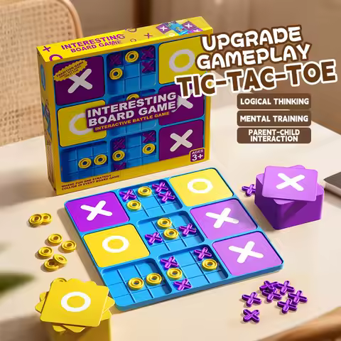 Fun Tic-Tac-Toe Family Interactive Educational Tabletop Game for Developing Thinking, Logic and Adap