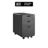 ULTi Vulcan 3-Drawer Mobile Steel Vault Storage Drawer File Cabinet - Made for Standing Desk