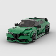 MOC Alfa Romeo Giulia GTAm Green Super Sports Cars Building Blocks Toys For Kids Boys And Girls Comp