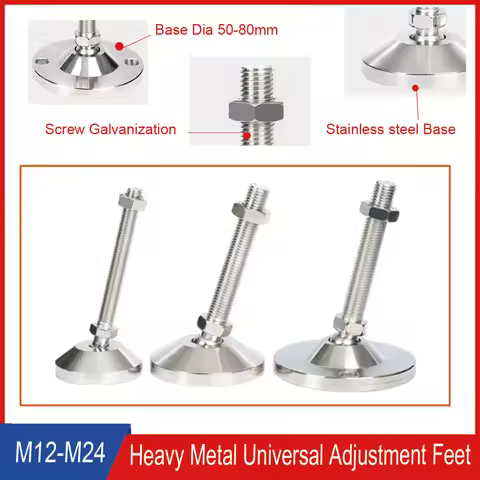 1Pcs Stainless Steel Base Dia 50 60 80mm Heavy-duty Adjustable Lathe Leg Thread Type Levelling Feet