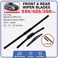 Front Rear Windshield Wiper Blades For Mazda 2 MK3 DJ 2014 - 2023 Mazda2 Demio MK4 Windscreen  Acces