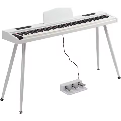 Compact Portable 88Key SemiWeighted Digital Piano Keyboard with Stand and Triple Pedals for Beginner
