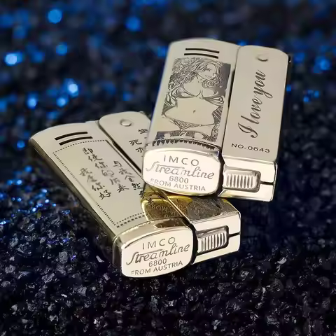 IMCO 6800 Kerosenes Oil Lighter for Men Vintage Design Stainless Steel Brass Laser Engraved Classic 