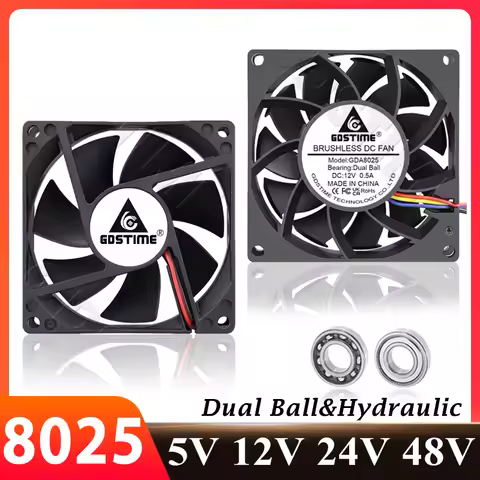 Gdstime 8025 Fan 12V PC Case Cooler 4PIN 3PIN 80MM Cooling Fan DC 5V 24V 48V USB 80x25MM AXial Fan T