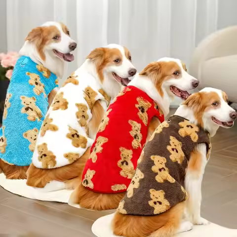 New 3XL-9XL Winter Puppy Clothes Cute Bear Pattern Dog Sweater Dog Vest Pet Supplies Warm Fleece Ves