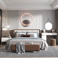 New Chinese Simple Solid Wood Bed Sales Studio Model Room Double Bed Modern Light Luxury Hotel Villa