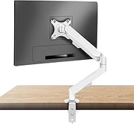 White Single Monitor Arm Mount 17 to 34 inch Articulating Gas Spring Arm 4.4 to 19.8lbs Adjustable V