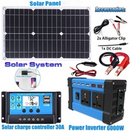 6000W Solar Inverter Kit Complete Power Generation 600W Solar Panel 110V/220V System 12V Solar Panel