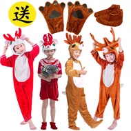 Christmas Red Deer Elk Giraffe Costume Children's Animal Performance Costume Reindeer Deer Clothes Matching