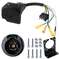 4-Pin to 7-Way Trailer Plug Adapter, 4 Way Flat to 7-Way RV Blade Trailer Wiring Harness Adapter W/M