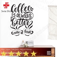 Wholesale Sticker Cutting Coffee Quotes Cafe Coffee Cafe Glass Wall Sticker - Cool Matte Black