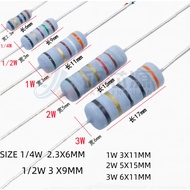 50PCS Fuse Winding Resistor 5% 1/4W 0.1R 0.22R 0.39R 0.5R 1R 1.2R 1.5R 2R 2.2R 3.3R 3.9R 4.7R 5.1R 6