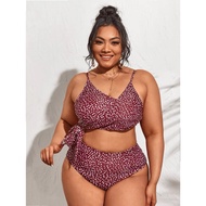 Plus Size Two Piece Swimsuit Bikini Set Maroon 2XL | 4XL