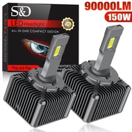 2pcs 90000LM D3S LED D1S D2S D4S D8S Led Headlights HID 150W Canbus D1R D2R D3R D4R Bulb CSP Car Lig