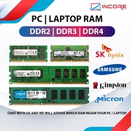Mix Brand Ram - 2GB 4GB 8GB DDR2 DDR3 DDR4 PC Desktop Laptop Notebook Memory 667 800 1066 1333 1600 