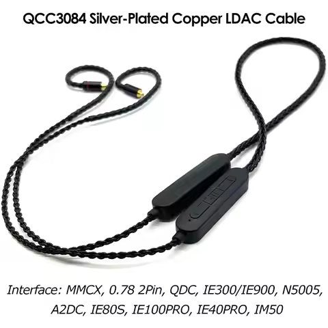 QCC3084 Partial 8 Strands Bluetooth LE Audio Earphones Silver Plated Copper HIFI Upgrade Cable w Mic