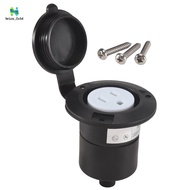 15 Amp Flanged Shore Power Outlet 125 Volt NEMA 5-15R Receptacle, 2 Pole 3 Wire Socket for Straight 