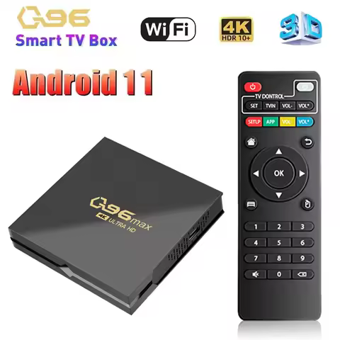 TV Box Q96 Max Amlogic S905 Quad Core 4G WIFI 3D Android 11 Smart Media Player HD 4K 100M LAN Set To