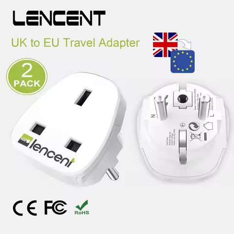 LENCENT 2 PCS UK to EU Europe Travel Adapter High Quality Euro Plug AC Power Charger Adapter Convert