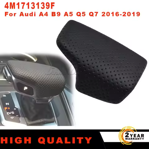 New Black Perforated Gear Lever Cover LHD 4M1713139F for Audi A4 B9 A5 Q5 Q7 2016-2019 Leather Shift