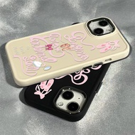 Creative English Barbie Dance Shoe Pattern Phone Casing Compatible for IPhone 15 13 14 12 11 X XR Xs Max 14pro Se2020 7/8 Plus Silicone Shockproof Square Border Frame Case