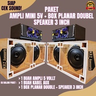 paket power ampli mini 5v + box planar doubel speaker 3 inch - paket miniatur sound system