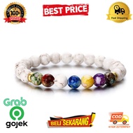 White howlite stone bracelet 7 stone chakra meditation yoga original, stone bracelet/ white stone br