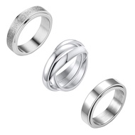 Nanafast 3 PCS Spinner Anxiety Rings Stainless Steel Spinner Ring Fidget Anxiety Rings for Women Men