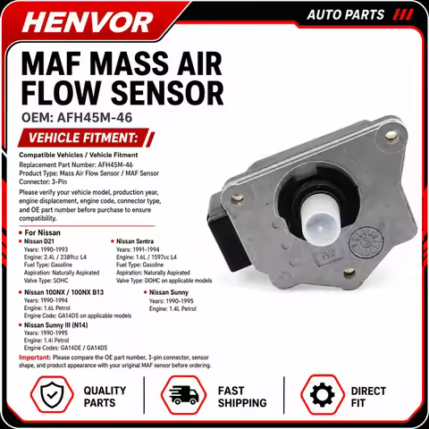 AFH45M-46 3-Pin Mass Air Flow Sensor MAF for Nissan D21 Sentra 100NX B13 Sunny N14 1.4L 1.6L 2.4L