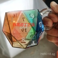 Glass]Cross-Border Mug Mug Dice with Handle Rainbow Dice[ D20 Multi-faceted   Spot Goods 5PD6