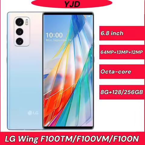 Used 97% New Original LG Wing LMF100N LMF100VM F100VM F100N 5G 8GB+128GB/256GB ROM 6.8 inches 1/2 Oc